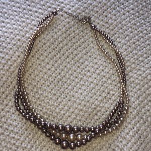 Three layer brown statement necklace